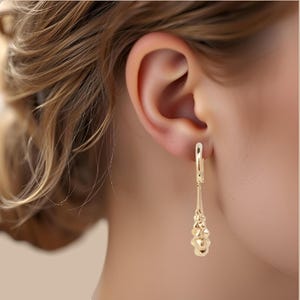 Gold plated earrings, 18K Gold earrings, 18k earrings, Earrings for women, Mom gift idea, Gift for Mom, Gift for Her, Long earrings