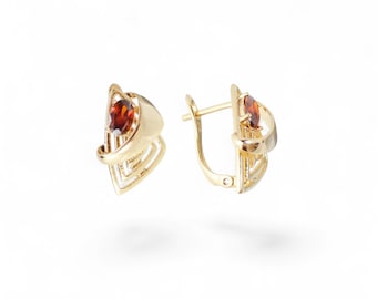 18K Gold Lotus Earrings – Red earrings for Valentine's day Gift idea Best Friend Gift Idea For Her