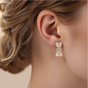 Wedding jewelry, Wedding gift for Her, Bridal Jewelry, Birthday Gift, Gold plated earrings, 18k gold jewelry, Anniversary gift, Mom gift