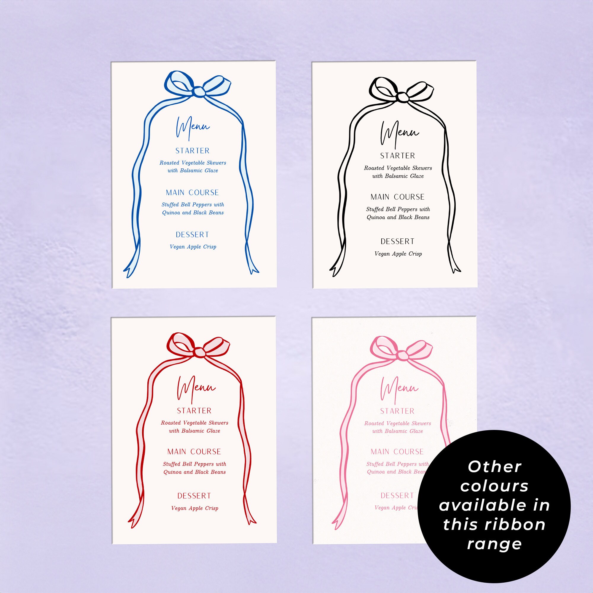Pink Wavy Ribbon Menu Template | Hand Drawn Ribbon Border | Instant ...