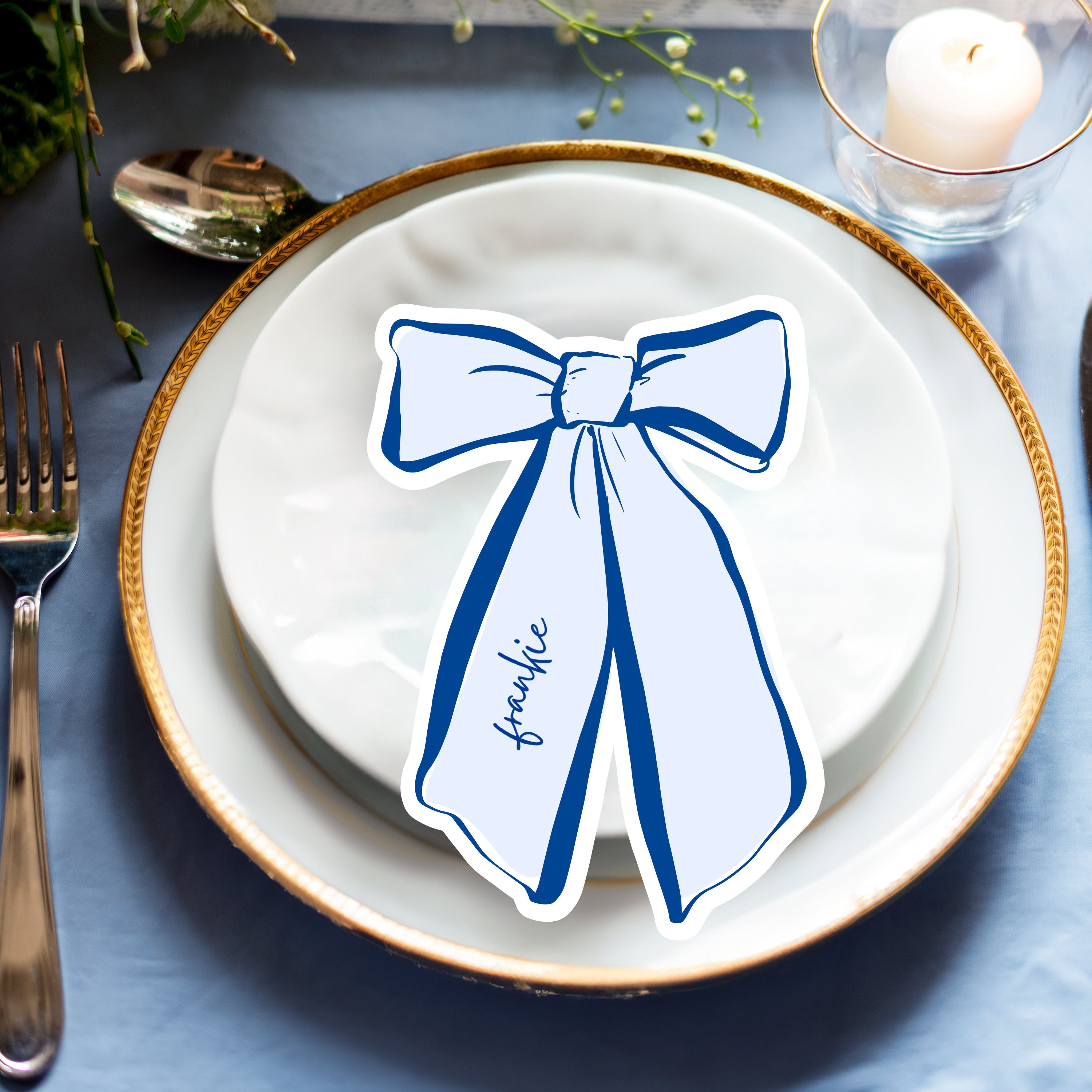 Blue Ribbon Shaped Place Name Template | Ribbon Place Card | Baby ...