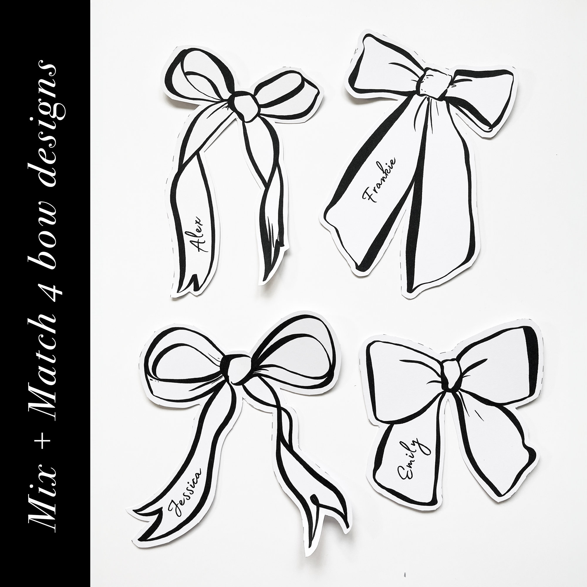 Ribbon and Bow Shaped Place Name and Menu Template Ribbon Place Card ...