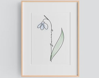 January Birth Flower - Snow Drop | One Line Drawing, Simple Minimal Continuous Line Drawing of a cute Snow Drop | Tattoo inspo