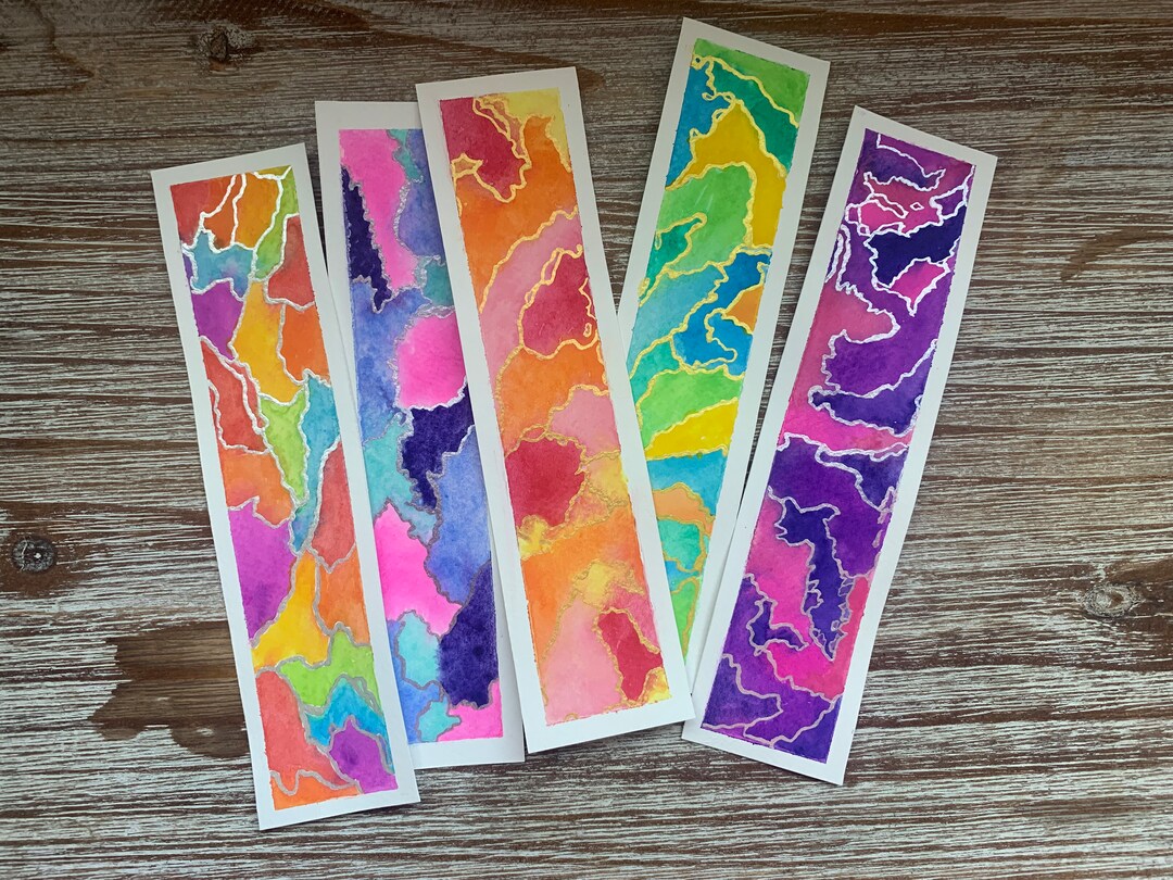 Multi-colored Watercolor Bookmarks - Etsy
