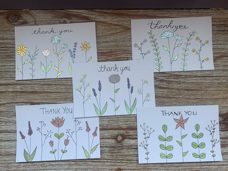 Watercolor Floral Thank You Cards - Etsy