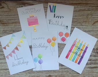 Tarjetas de cumpleaños de acuarela