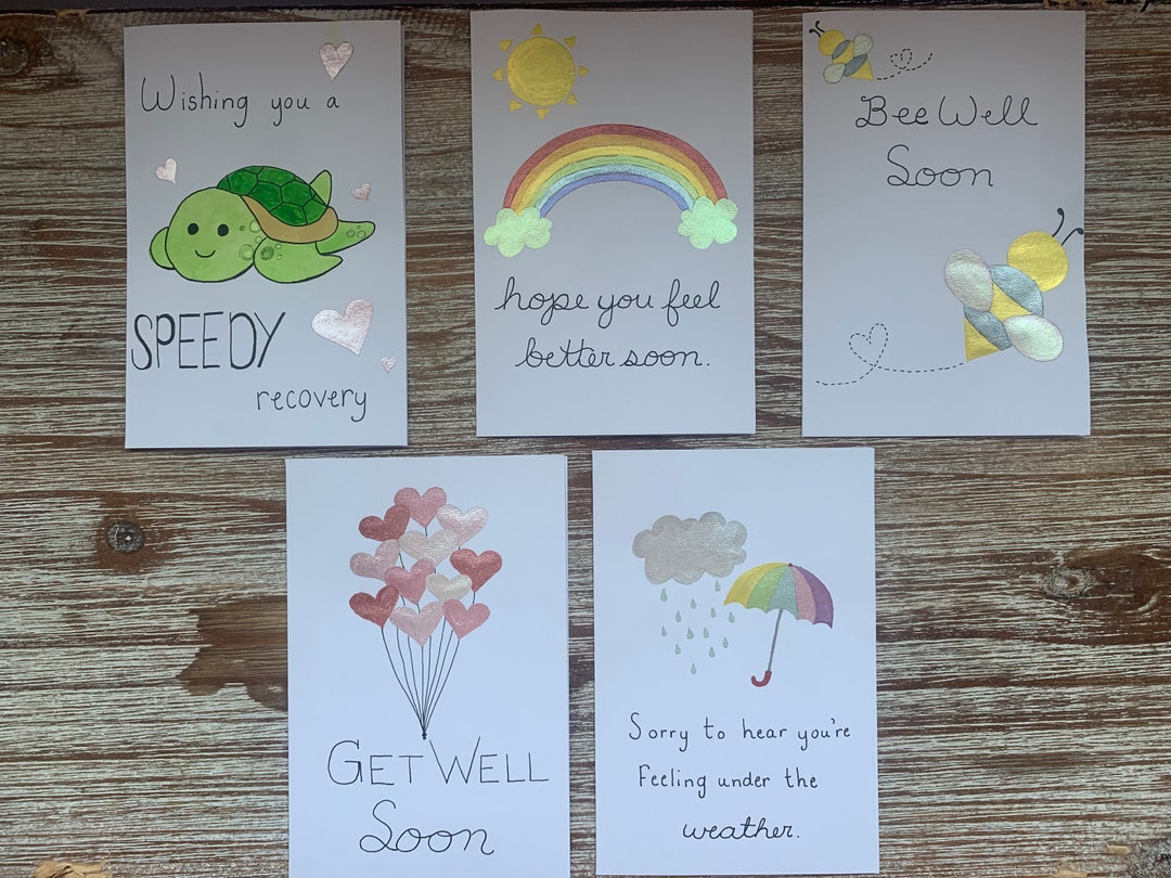 Get Well Soon Card Set - Etsy