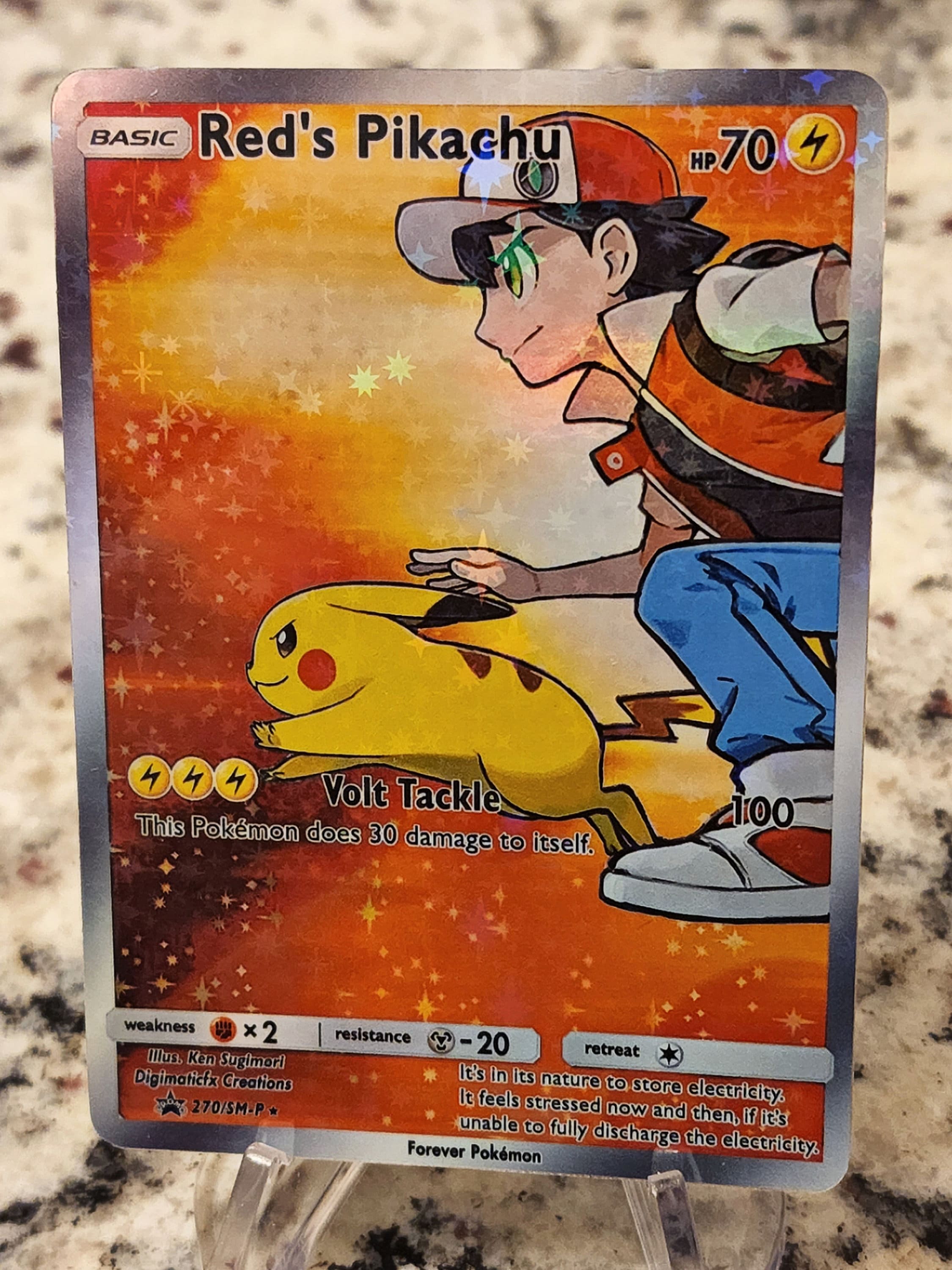 Custom Red's Pikachu Promo Card// Full Art Style// Holographic in English Etsy