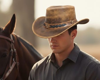 V VENTURE Handgjorda Cowboyhattar i Läder, 10-pack | Äkta Western-stil, grossistpaket