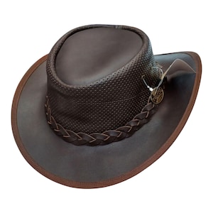 Leather Cowboy Hat - Handmade Western Style Hat, Genuine Leather, Perfect for Outdoor Activities & Fashion Statement