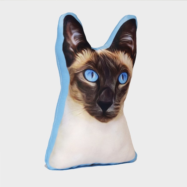 Coussin personnalisé, chat Siamois, animal de compagnie.