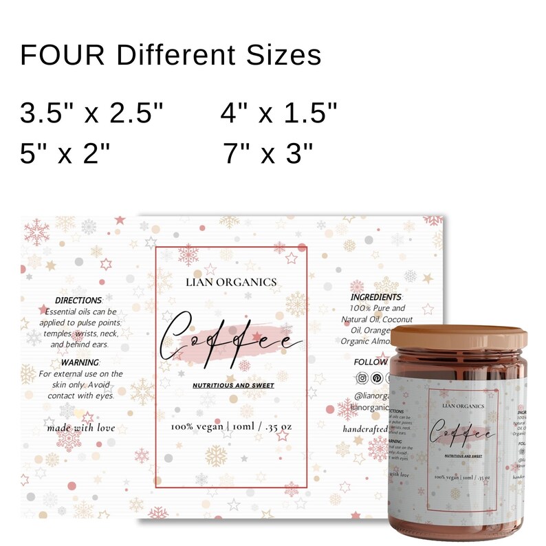 Printable Coffee Cup Label Template, Cream Jar Label Template for Canva ...