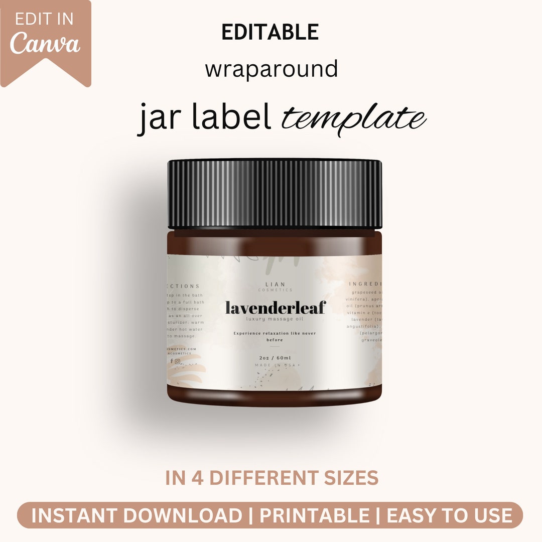 Jar Product Label Canva Templates Editable Product Labels Etsy