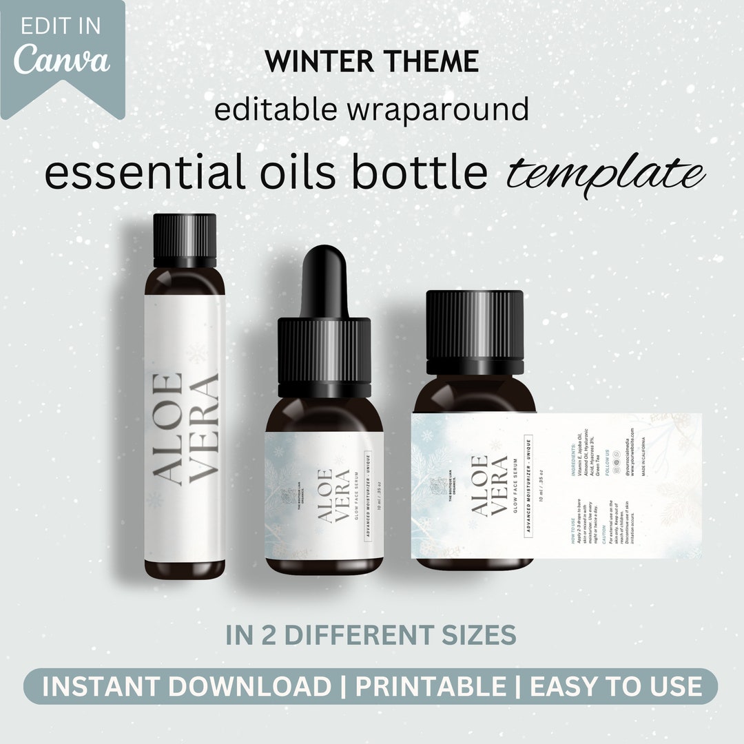 Printable Essential Oil Bottle Label Custom Product Labels Canva