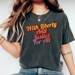 With Liberty And Justice For All, Retro Liberty Justice For All, USA Pride Look, PNG, SVG, Download, T-shirt, 4July, Independence Day
