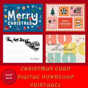 Natale, Cartolina di Natale Download digitale stampabile, Cartolina di buon Natale, Cartoline di Natale Png, PDF, Cartolina di Natale divertente, modelli