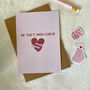 Carte de saint Valentin de tout mon coeur, 15 par 10,6 cm, carte amour