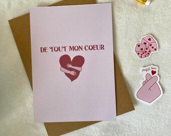 With All My Heart Valentine's Day Card, 6 by 4.2 inches, Love Card