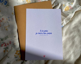Carte de voeux, amour, phrase, saint valentin, parole 15 par 10,6 cm
