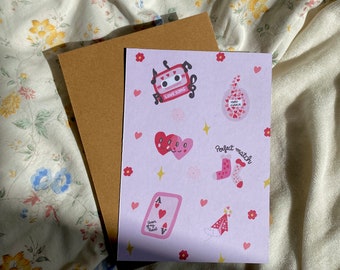 Carte de voeux, amour, coeur, saint valentin, rose 15 par 10,6 cm