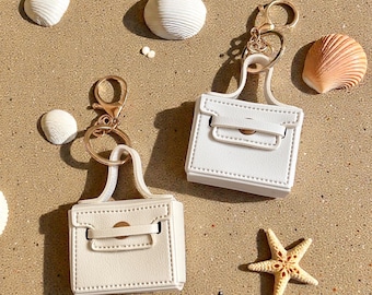 Personalized Mini Faux Leather Purse Keychain: Coin Holder Bag Charm