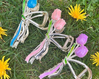 Tulip Flower Hair Claw Clip, Retro Hair Accessory
