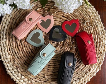 Faux Leather Lip Balm Holder Keyring: Chapstick Bag Charm
