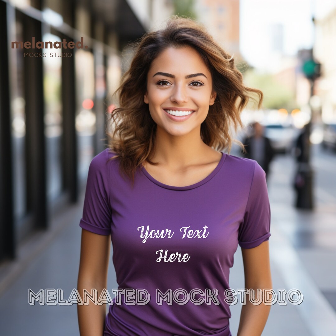 Purple Tshirt Mockup Latina Woman Purple Tshirt Tshirts Etsy