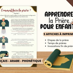 Pack Póster Islámico Digital para imprimir aprendiendo a orar por los niños Islam cómo rezar salat + invocaciones dua imprimibles