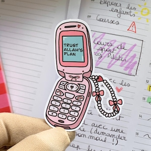 Sticker "Trust Allah's plan – Téléphone Y2K rose