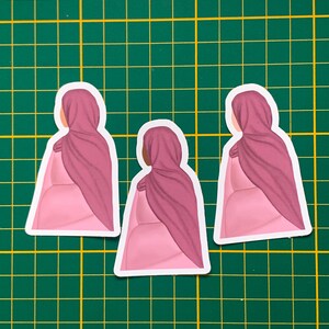 Sticker hijabi rose - plusieurs couleurs de peau