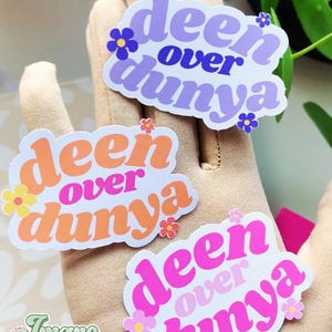 Sticker islamique "deen over dunya" - plusieurs coloris