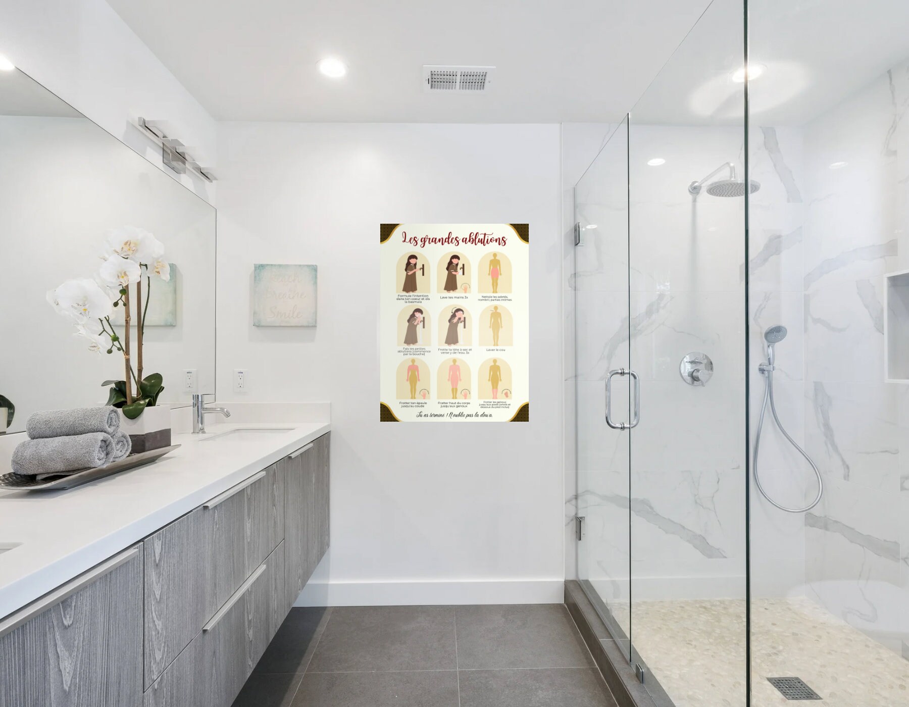 Poster Learn Major Ablutions Ghusl Wudhu for Boys and Children, Islamic