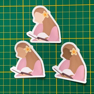 Sticker book and flower hijabi qui lit un livre - plusieurs couleurs de peau