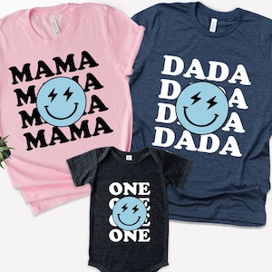 Matching Family Birthday Shirts: Bolt Eyes One Happy Dude Theme
