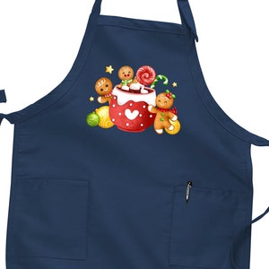 Christmas Gingerbread Apron, Gingerbread and Hot Chocolate Apron, Christmas Cookie Apron, Coffee Lover Gift, Holiday Apron, Xmas Gift