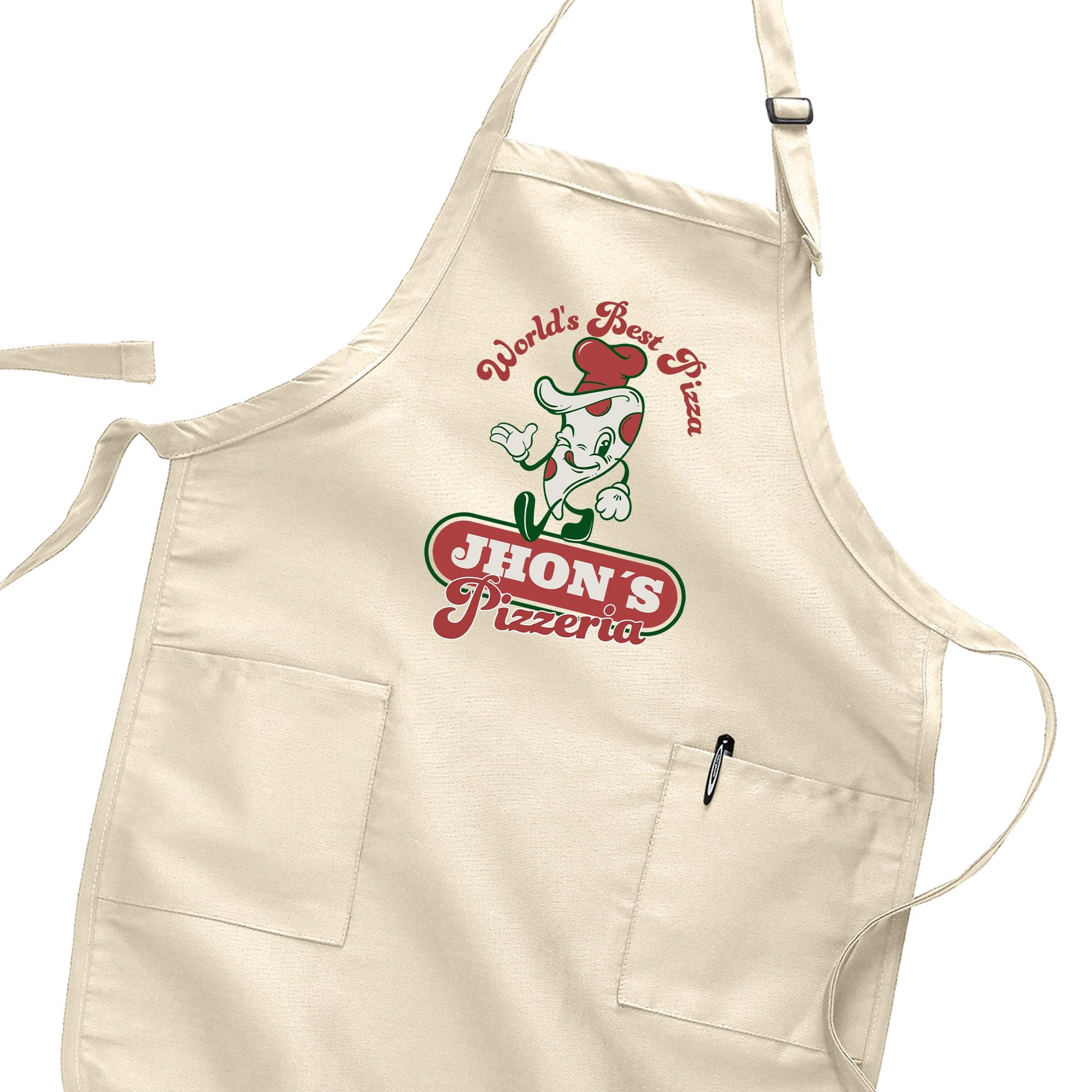 Personalized Retro Pizza Apron, Famous Pizzas Custom Apron, Apron For Women Men, Gift for Daddy and Mommy Apron, Cute Custom Name Kitchen