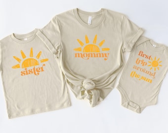 First Trip Around The Sun Birthday Shirt, Sun Matching Family Shirts, First Trip Birthday Outfit, Boho Sunshine Birthday, Mommy and Me Shirt