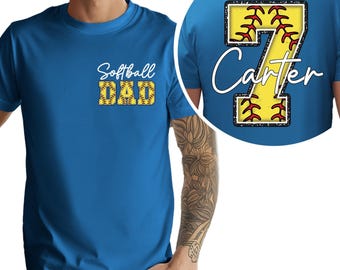 Personalized Softball Dad Shirt, Custom Softball Dad Shirt, Softball Daddy T-Shirt, Father's Day Gifts, Gift For Dad, Softball Shirt