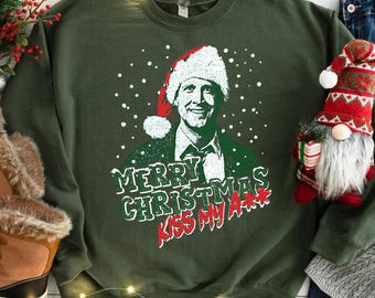 Merry Christmas Kiss My Ass Sweatshirt, Winter Christmas Sweater, Funny Christmas Sweatshirt, Griswold Shirt, Christmas Vacation Tee
