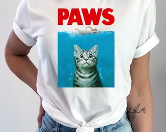 Paws Kitten Jaws T-Shirt: Funny Cat Lover Parody Shirt