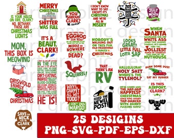 クリスマス・バケーション映画 SVG バンドル: グリズウォルドの面白い名言集 (25 ファイル)