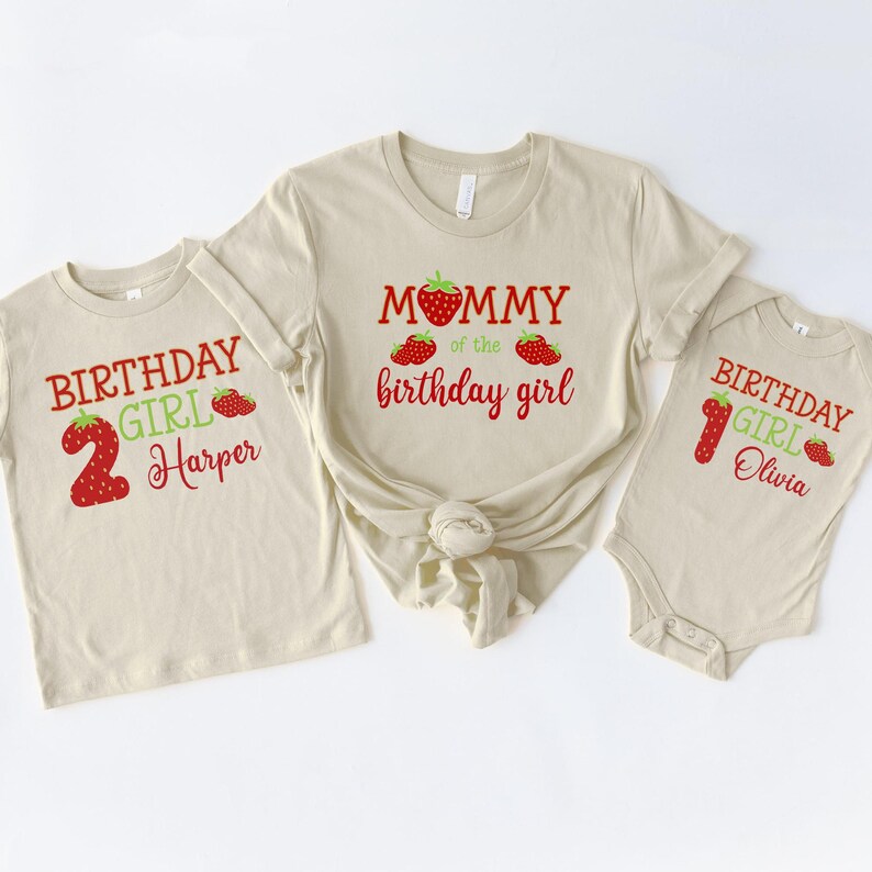 Custom Strawberry Birthday Shirt: Family Matching Party Tee image 2