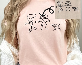 Custom Kids Drawing T-Shirt: Personalized Art Shirt, Gift for Mom