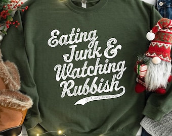 I&#39;m Eating Junk And Watching Rubbish Shirt, Christmas Retro Sweatshirt, Christmas Gift, Home Alone fan gift, Home Alone gift, Christmas Tee