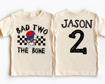 Bad Two the Bone 2nd Birthday Shirt: Rock n Roll Skull Tee