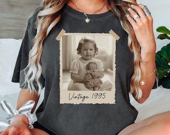 Custom Vintage Photo Shirt, Personalized Birthday Gift