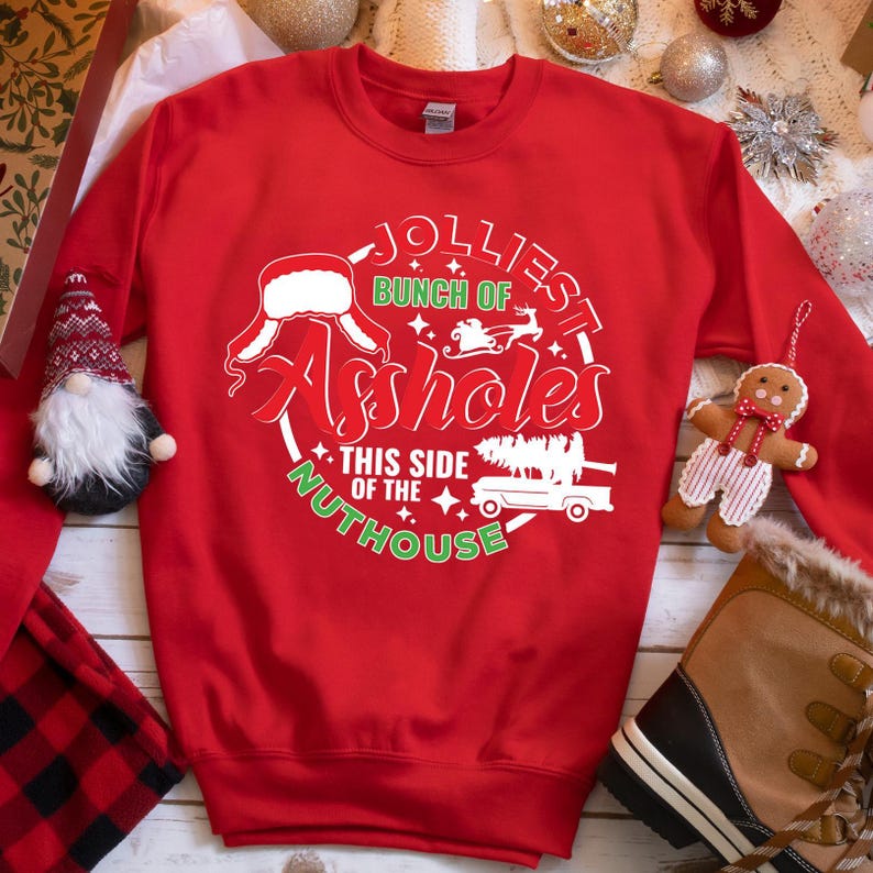 Jolliest Bunch Christmastshirt and Sweatshirt: Funny Xmas Tee Gift ...