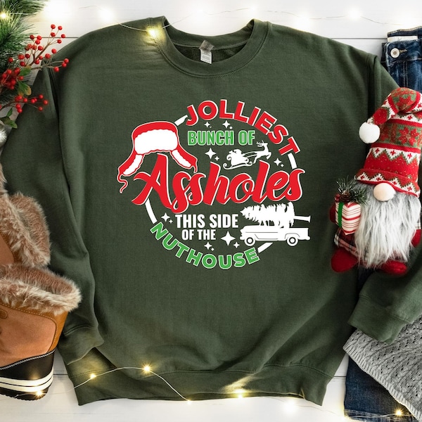 Jolliest Bunch ChristmasTshirt and Sweatshirt: Funny Xmas Tee Gift, Funny Christmas Movie Shirt