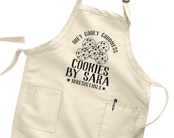 Personalized Cookie Baking Apron For Men Women Christmas gift Cute Apron Baker Gifts For Grandma, Adjustable Custom NameBakery Aprons